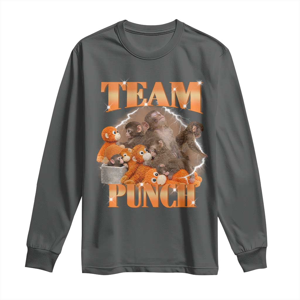 Viral Punch Monkey Long Sleeve Shirt Cute Baby Monkey With Plush Toy Meme