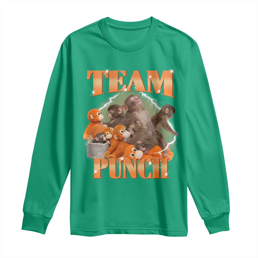 Viral Punch Monkey Long Sleeve Shirt Cute Baby Monkey With Plush Toy Meme