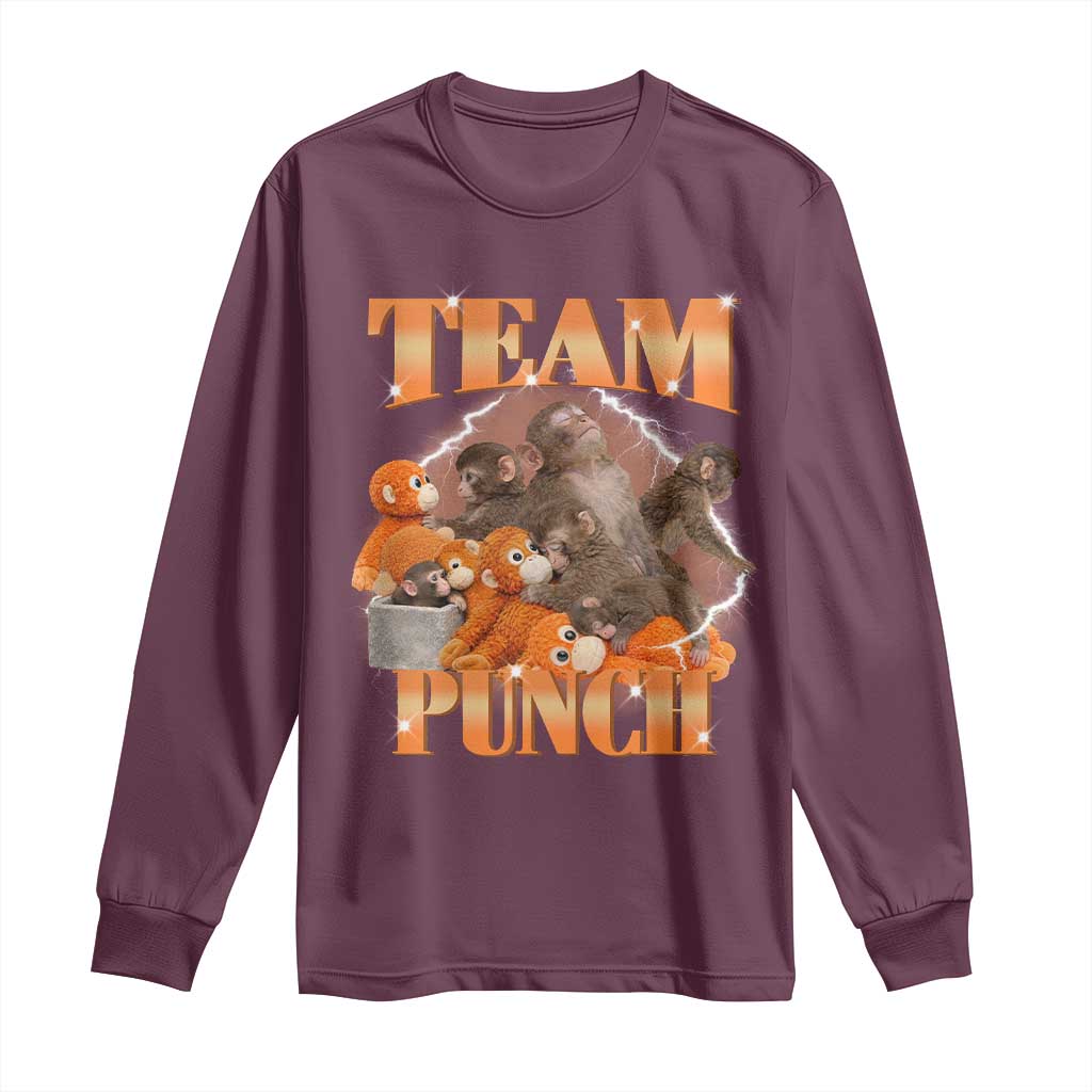 Viral Punch Monkey Long Sleeve Shirt Cute Baby Monkey With Plush Toy Meme