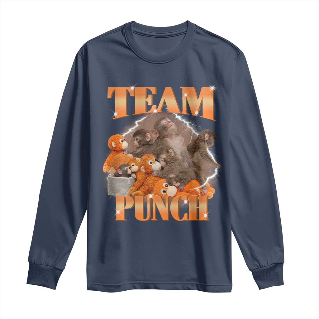 Viral Punch Monkey Long Sleeve Shirt Cute Baby Monkey With Plush Toy Meme