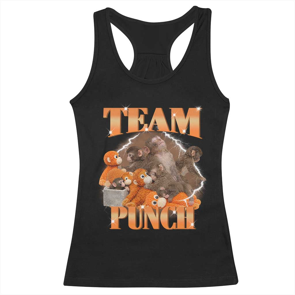 Viral Punch Monkey Racerback Tank Top Cute Baby Monkey With Plush Toy Meme