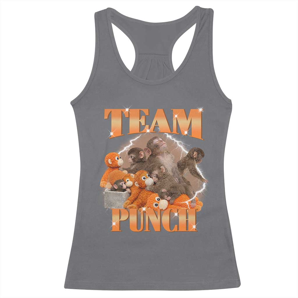 Viral Punch Monkey Racerback Tank Top Cute Baby Monkey With Plush Toy Meme