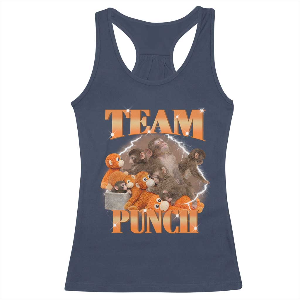 Viral Punch Monkey Racerback Tank Top Cute Baby Monkey With Plush Toy Meme