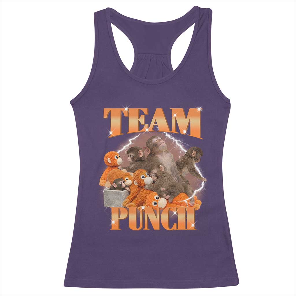 Viral Punch Monkey Racerback Tank Top Cute Baby Monkey With Plush Toy Meme