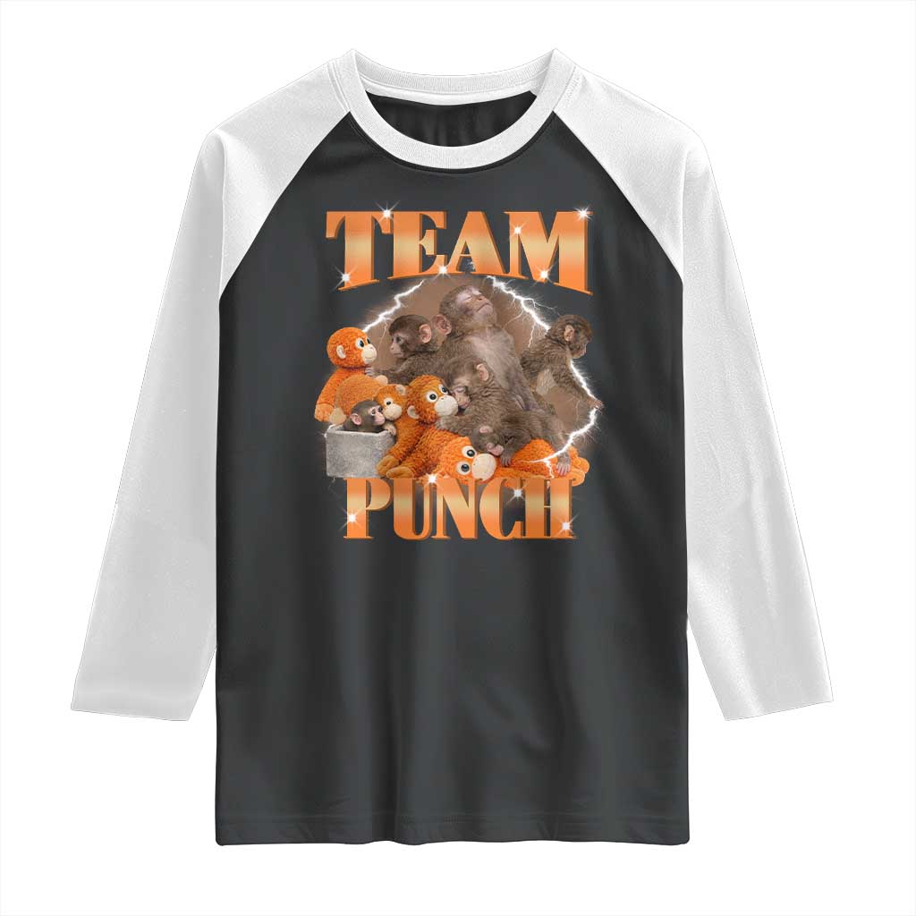 Viral Punch Monkey Raglan Shirt Cute Baby Monkey With Plush Toy Meme