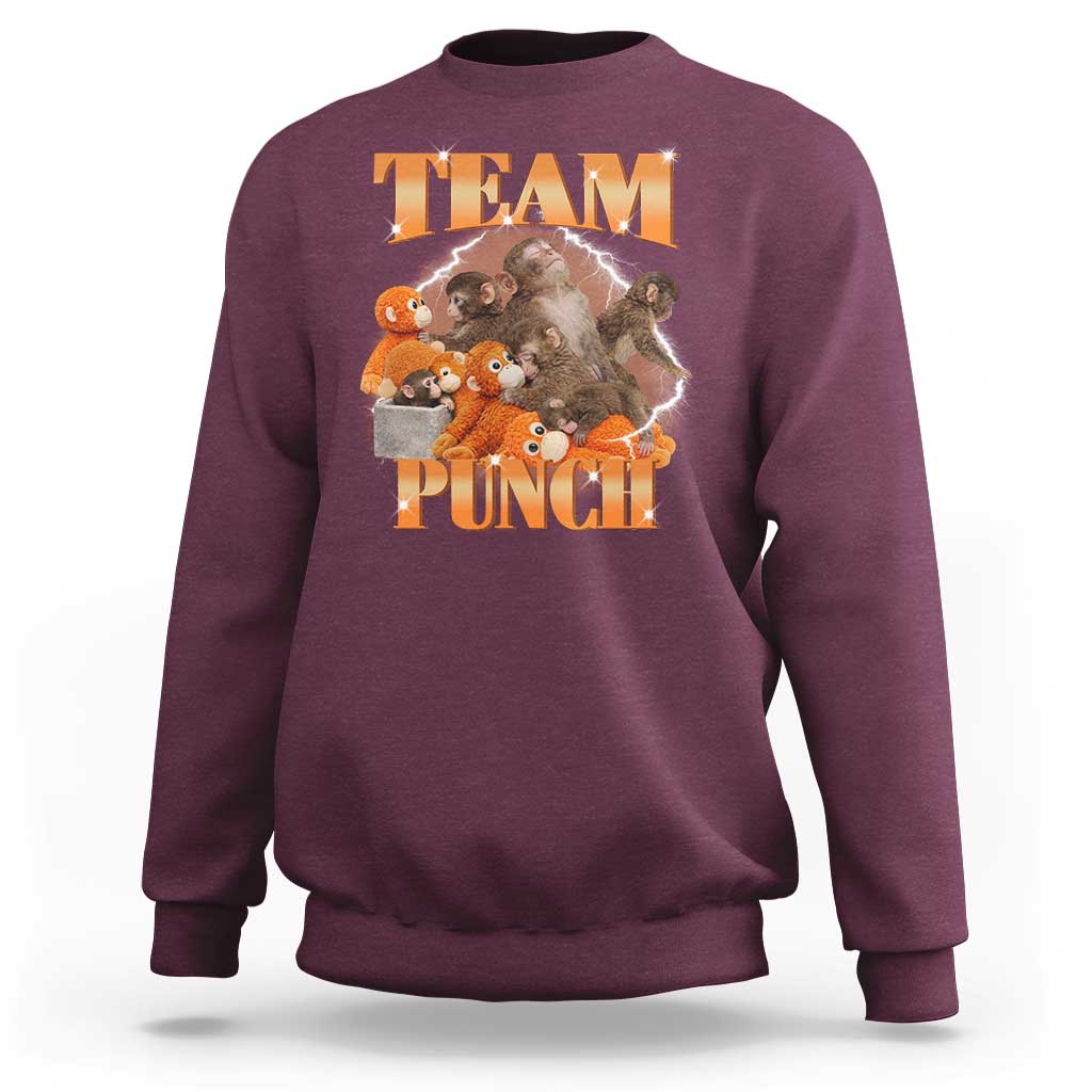 Viral Punch Monkey Sweatshirt Cute Baby Monkey With Plush Toy Meme