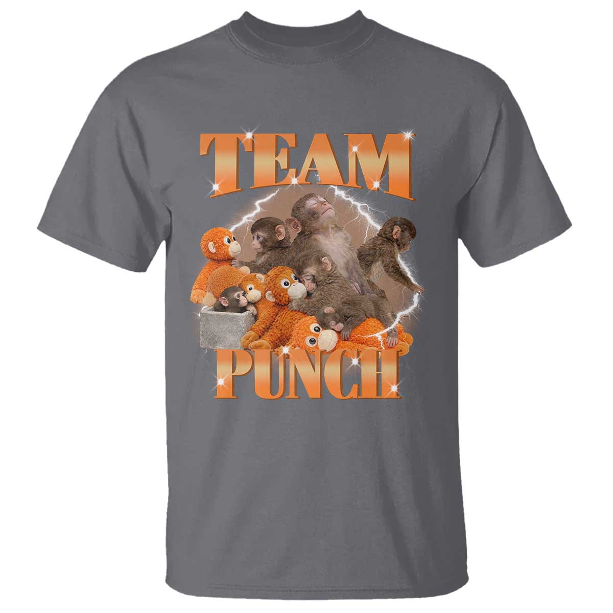 Viral Punch Monkey T Shirt Cute Baby Monkey With Plush Toy Meme
