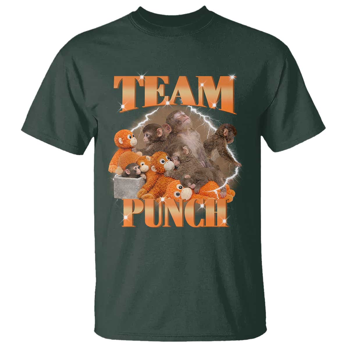 Viral Punch Monkey T Shirt Cute Baby Monkey With Plush Toy Meme
