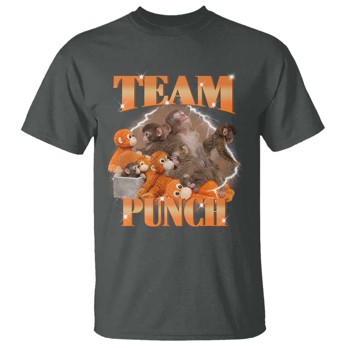 Viral Punch Monkey T Shirt Cute Baby Monkey With Plush Toy Meme