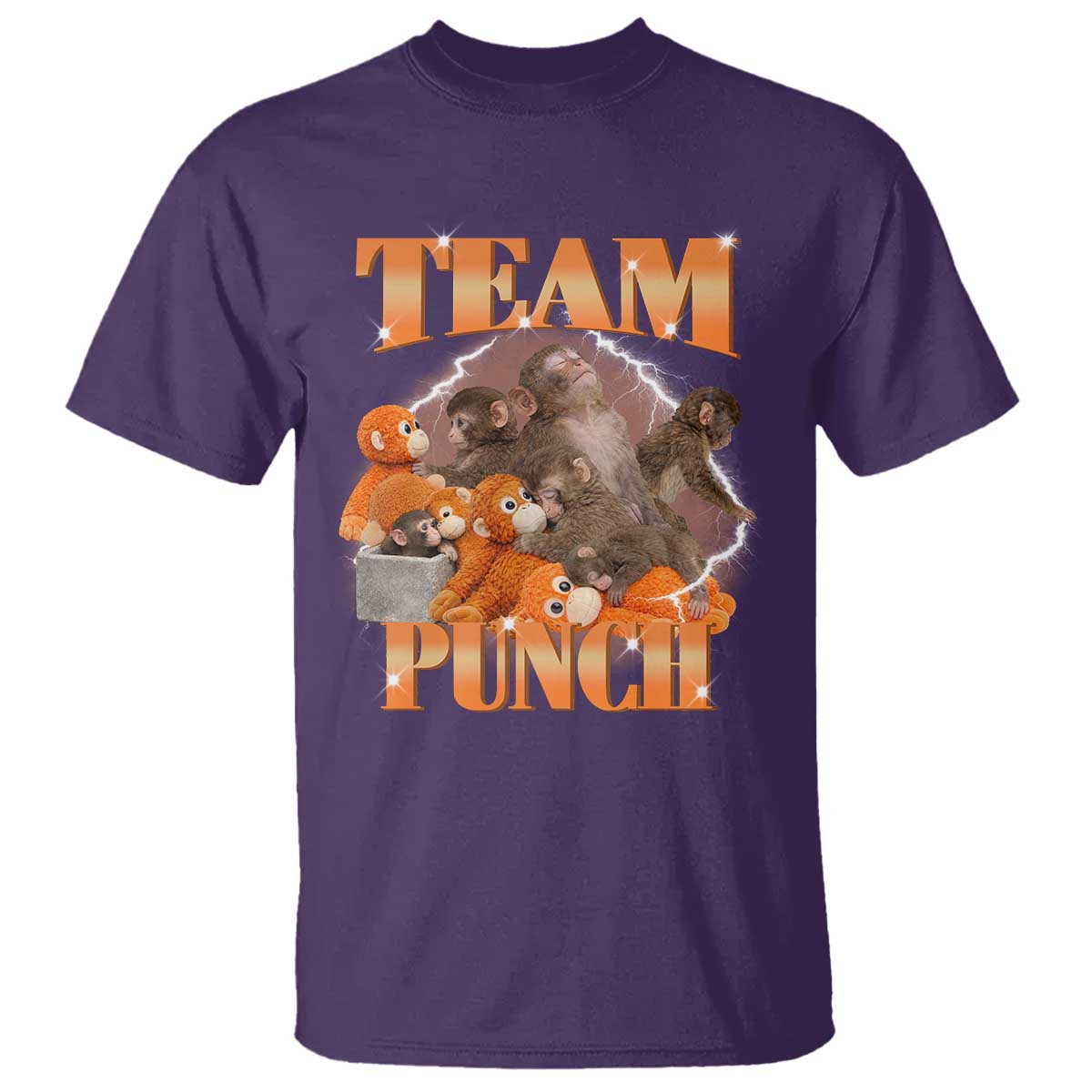 Viral Punch Monkey T Shirt Cute Baby Monkey With Plush Toy Meme