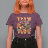 Viral Punch Monkey T Shirt For Women Cute Baby Monkey With Plush Toy Meme