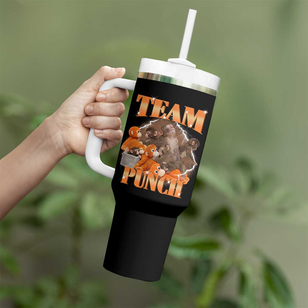 Viral Punch Monkey Tumbler With Handle Cute Baby Monkey With Plush Toy Meme