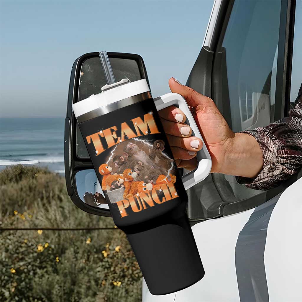 Viral Punch Monkey Tumbler With Handle Cute Baby Monkey With Plush Toy Meme