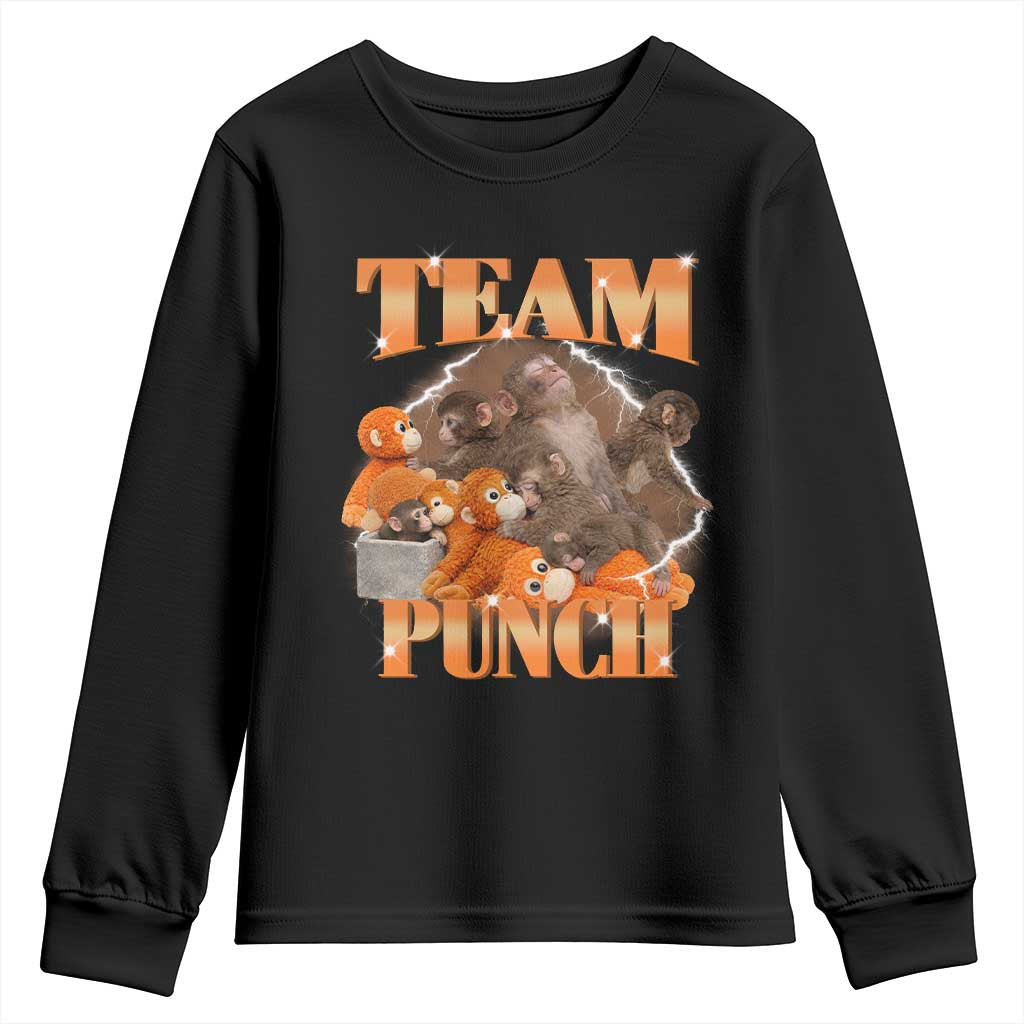 Viral Punch Monkey Youth Sweatshirt Cute Baby Monkey With Plush Toy Meme