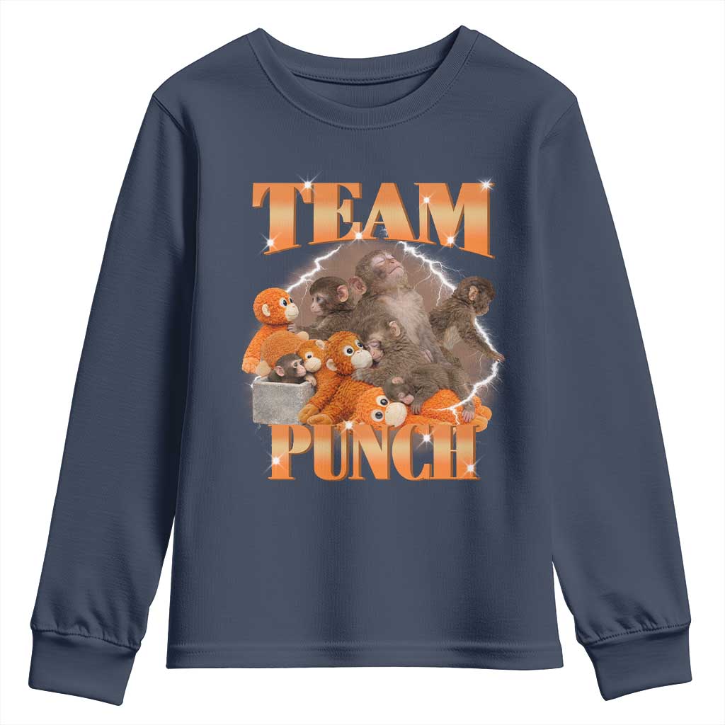 Viral Punch Monkey Youth Sweatshirt Cute Baby Monkey With Plush Toy Meme