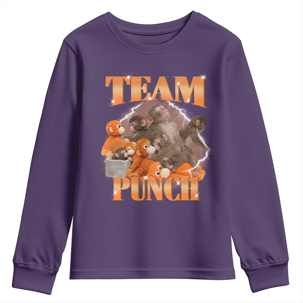 Viral Punch Monkey Youth Sweatshirt Cute Baby Monkey With Plush Toy Meme