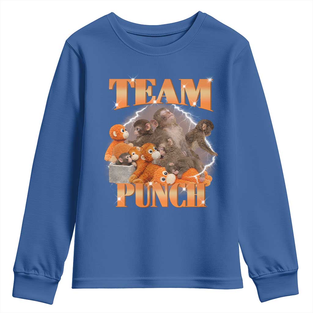 Viral Punch Monkey Youth Sweatshirt Cute Baby Monkey With Plush Toy Meme