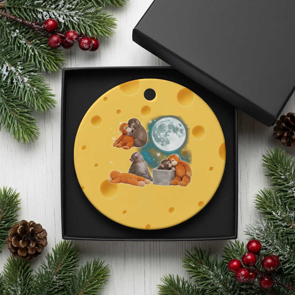 Baby Monkey Punch Ceramic Ornament Team Punch Monkey Viral Trend