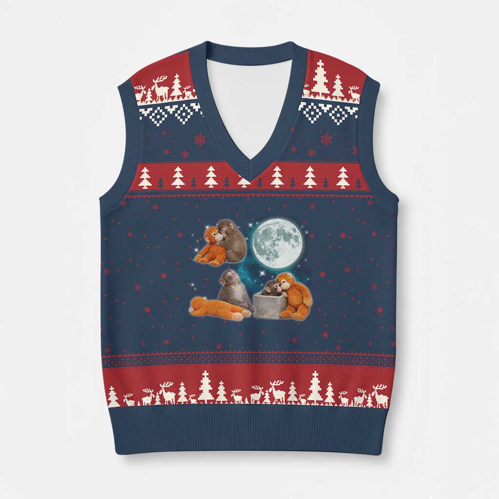Baby Monkey Punch V-Neck Knit Sweater Vest Team Punch Monkey Viral Trend