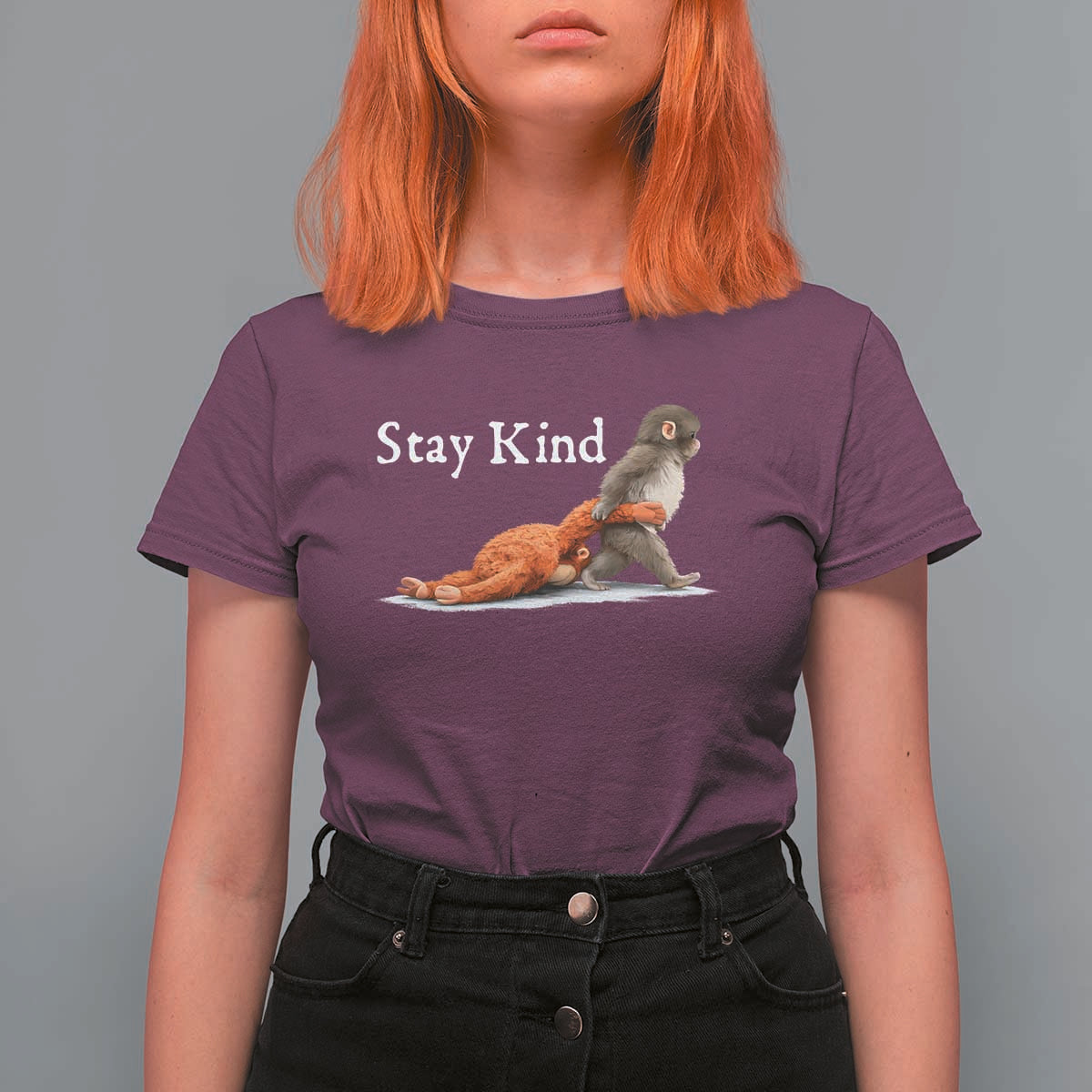 Punch Monkey Viral Trend T Shirt For Women Stay Kind
