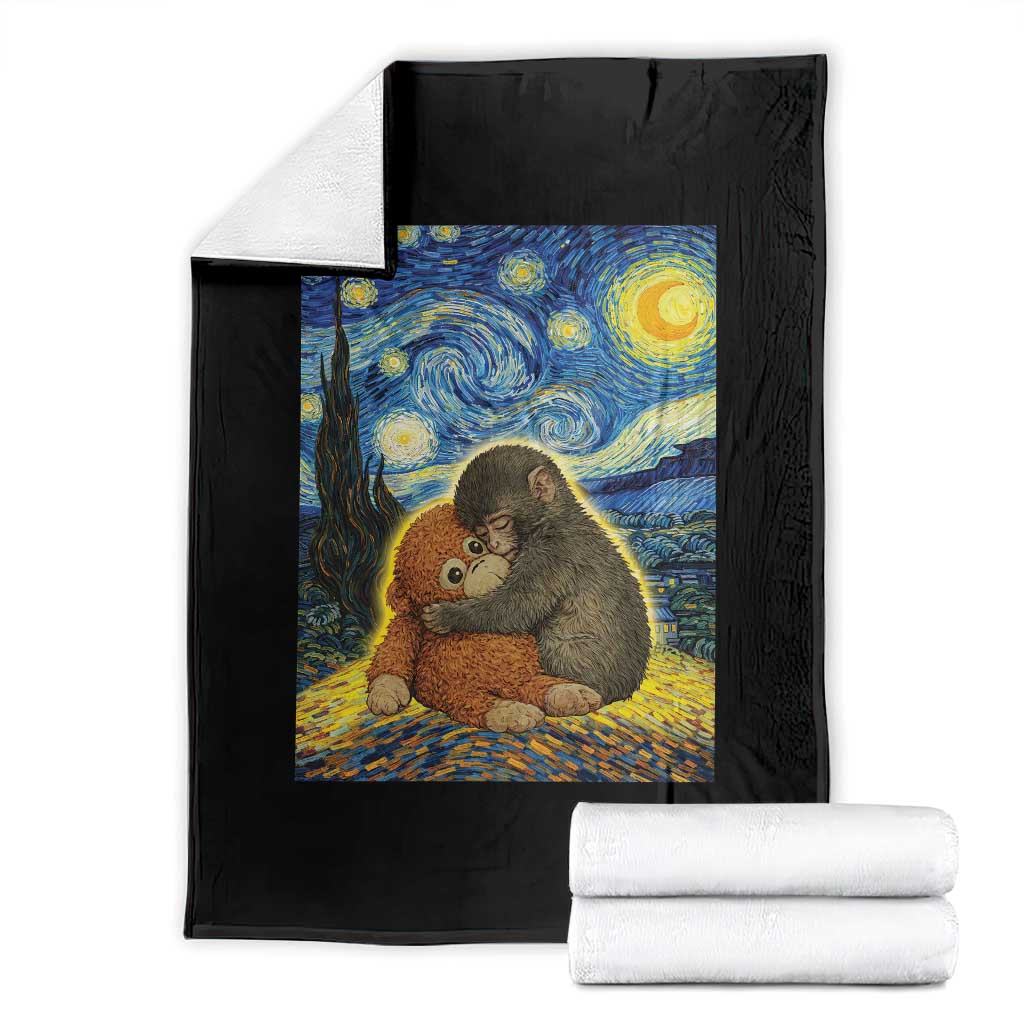 Punch Monkey Starry Night Viral Trend Throw Blanket