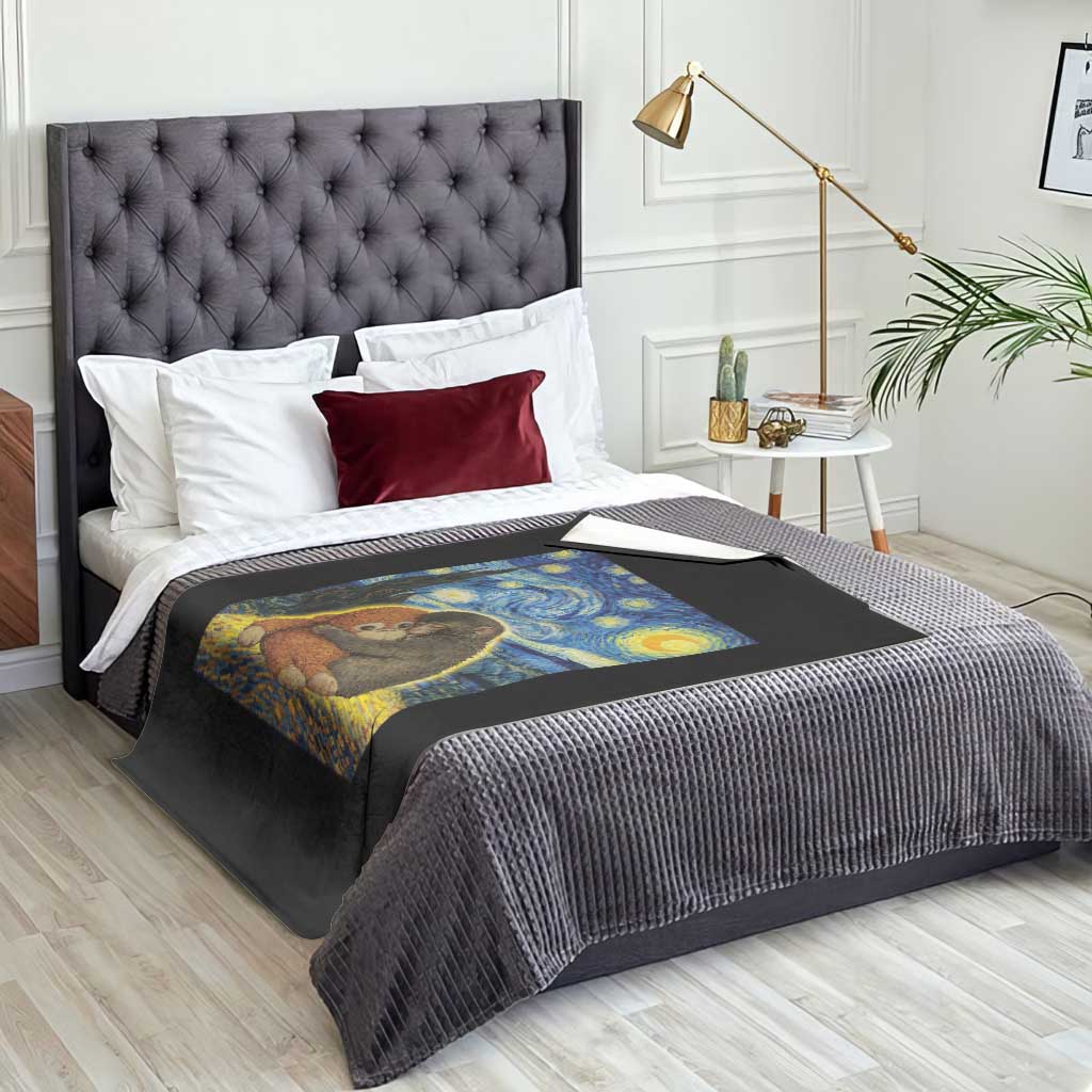 Punch Monkey Starry Night Viral Trend Throw Blanket