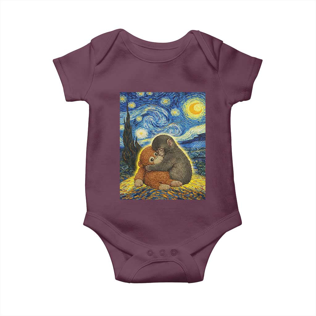 Punch Monkey Starry Night Viral Trend Baby Onesie