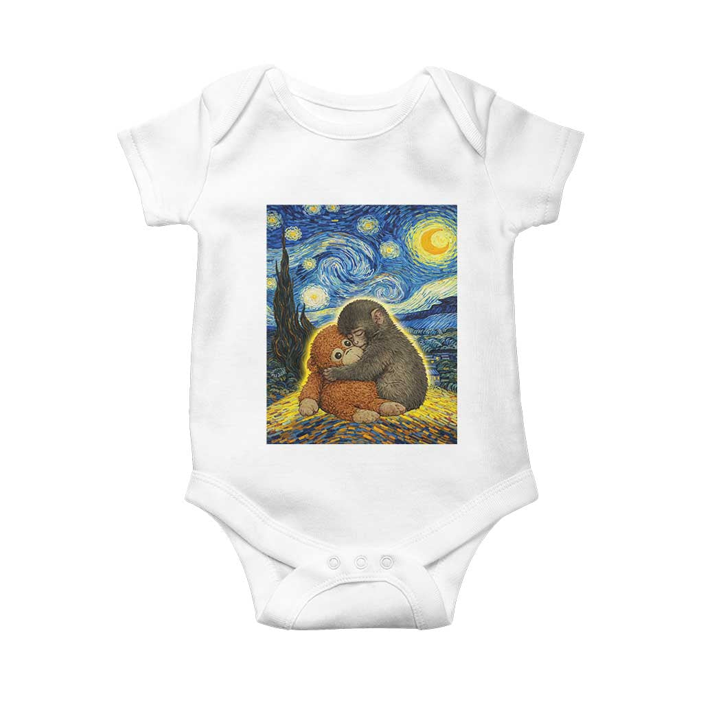 Punch Monkey Starry Night Viral Trend Baby Onesie