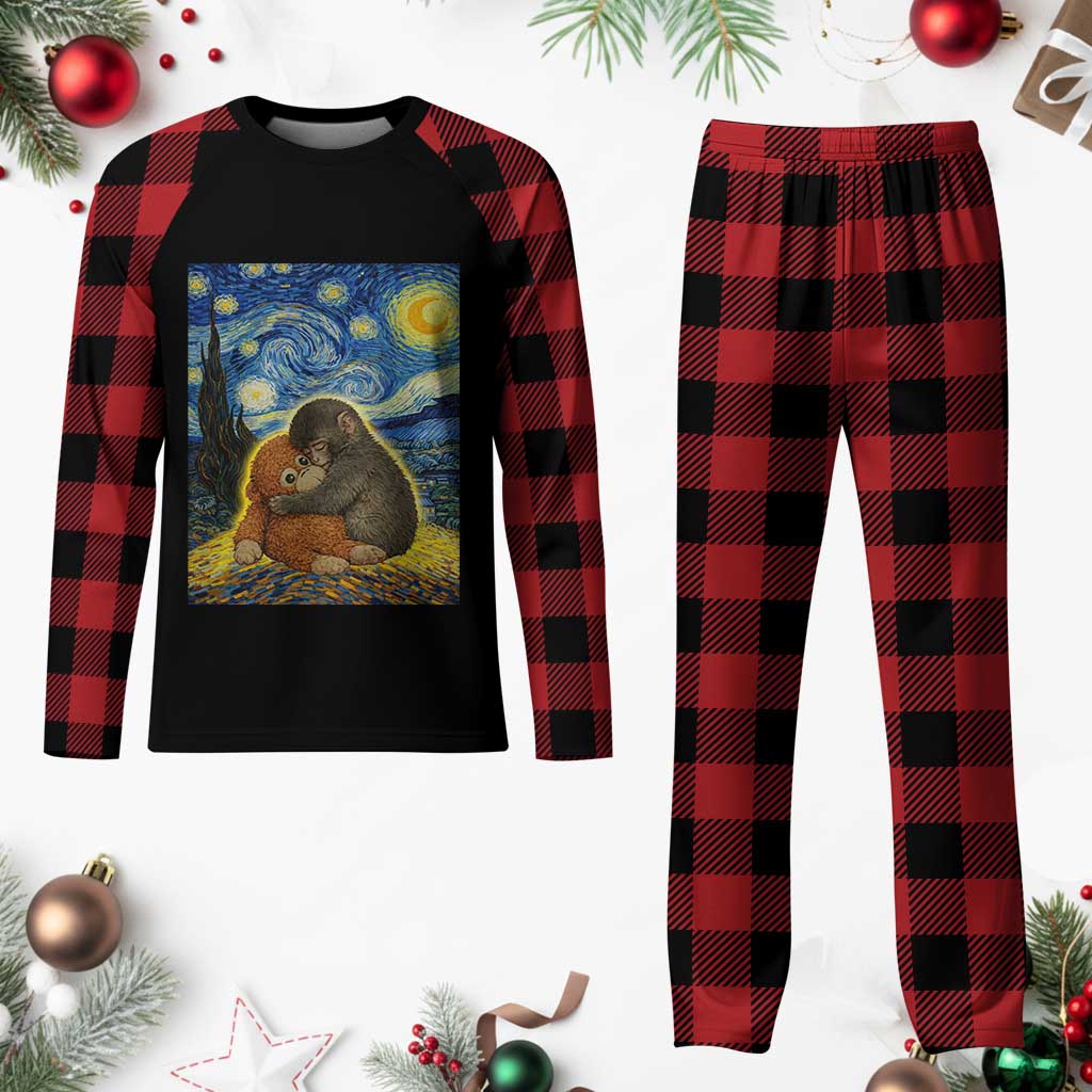 Punch Monkey Starry Night Viral Trend Plaid Pajama Set