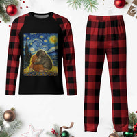 Punch Monkey Starry Night Viral Trend Plaid Pajama Set