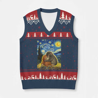 Punch Monkey Starry Night Viral Trend V-Neck Knit Sweater Vest