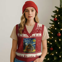 Punch Monkey Starry Night Viral Trend V-Neck Knit Sweater Vest