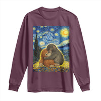 Punch Monkey Starry Night Viral Trend Long Sleeve Shirt