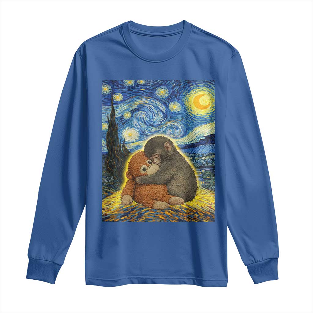 Punch Monkey Starry Night Viral Trend Long Sleeve Shirt