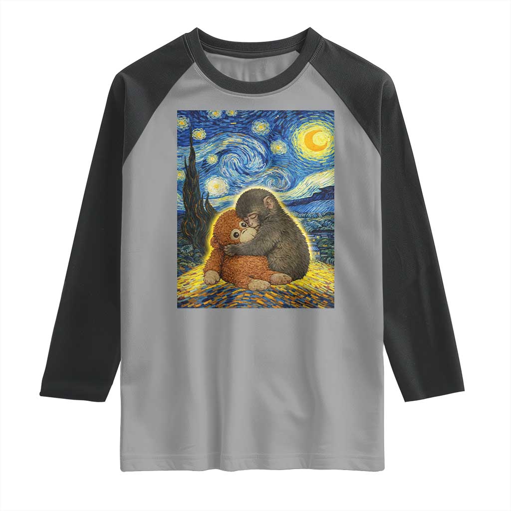 Punch Monkey Starry Night Viral Trend Raglan Shirt