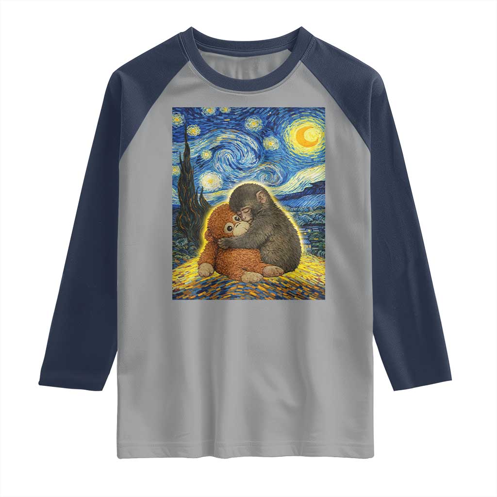 Punch Monkey Starry Night Viral Trend Raglan Shirt