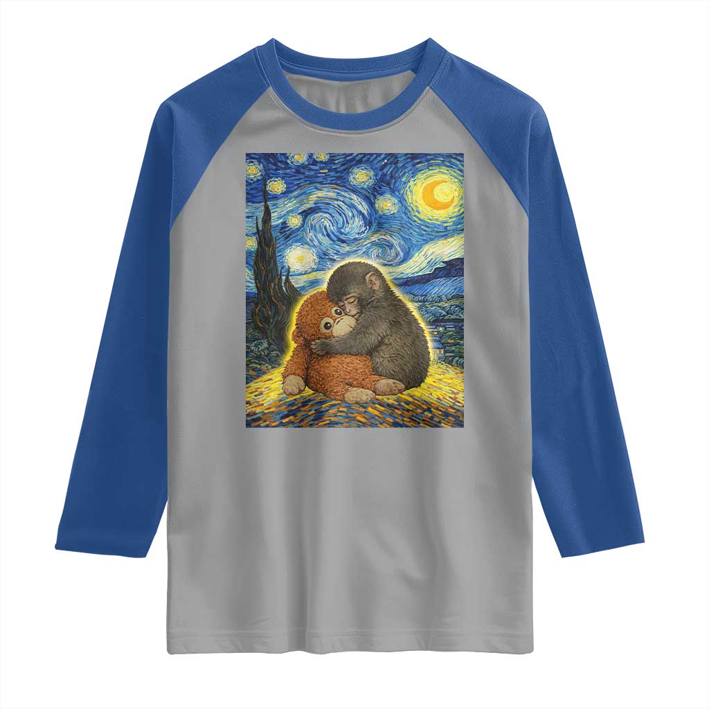 Punch Monkey Starry Night Viral Trend Raglan Shirt