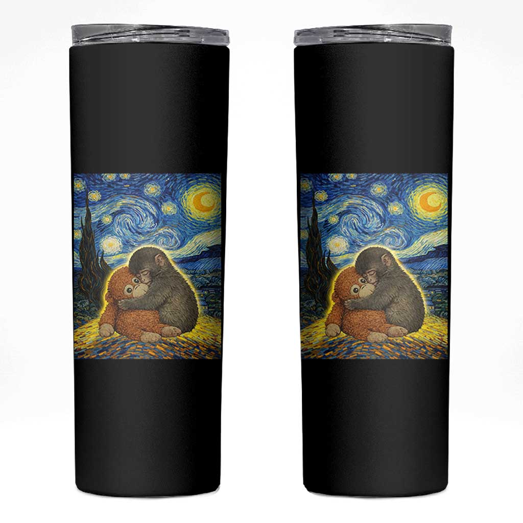 Punch Monkey Starry Night Viral Trend Skinny Tumbler