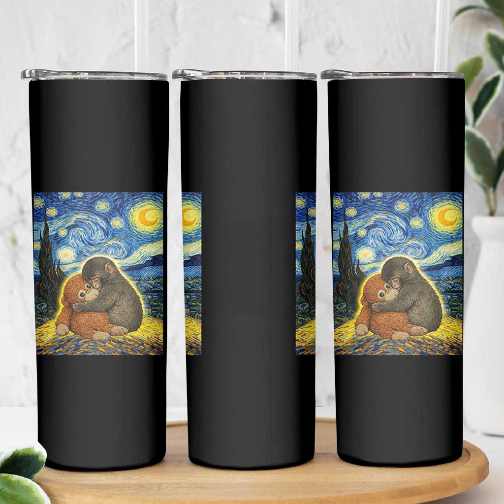 Punch Monkey Starry Night Viral Trend Skinny Tumbler