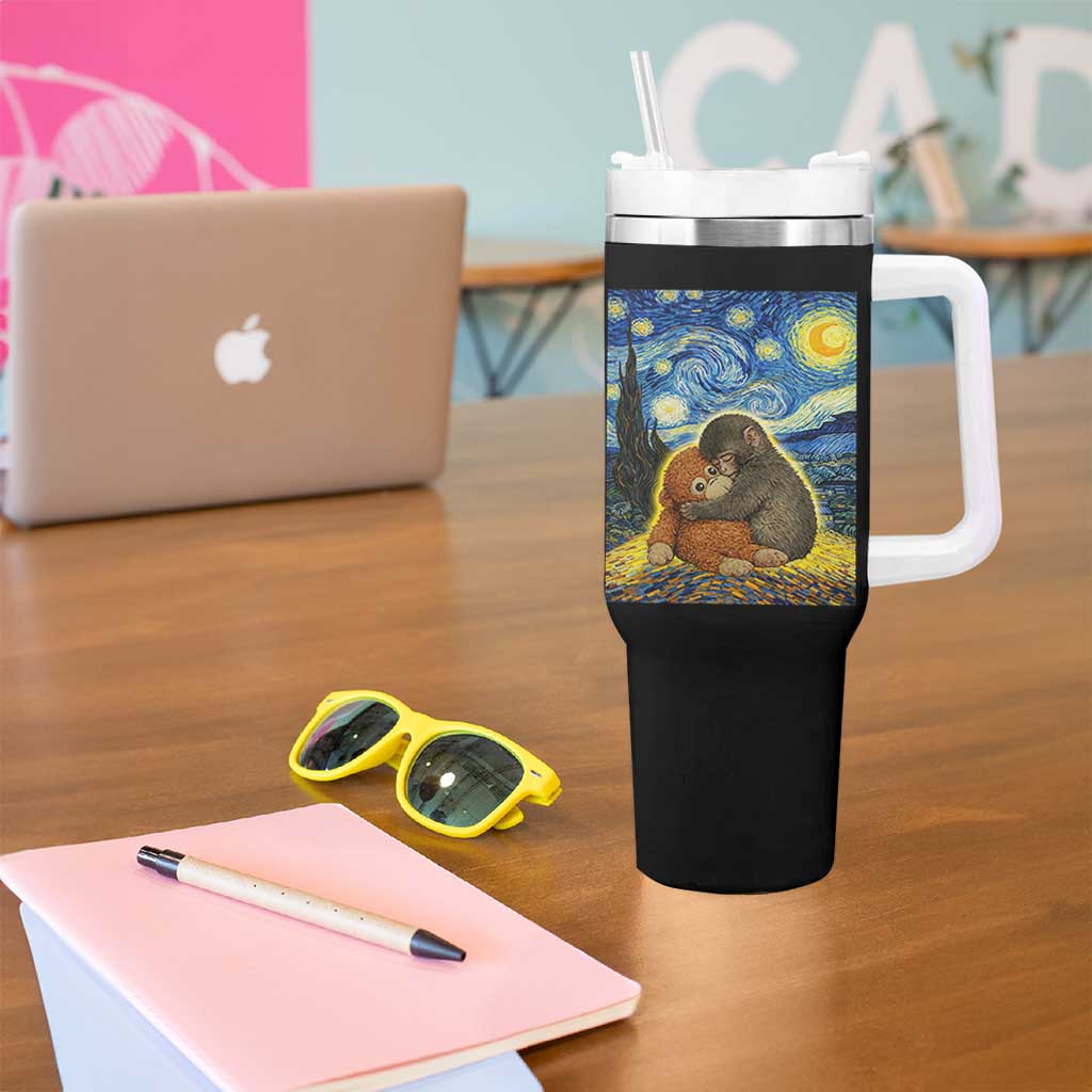 Punch Monkey Starry Night Viral Trend Tumbler With Handle