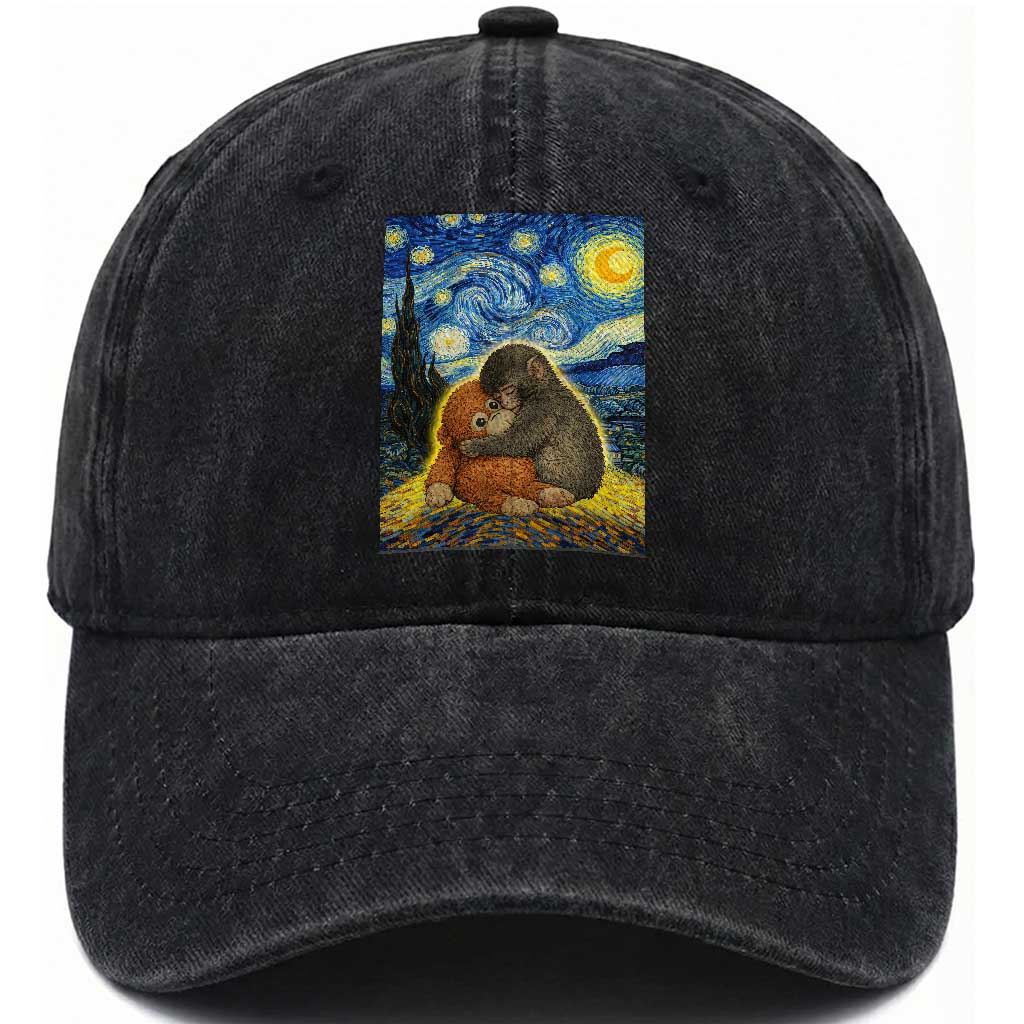 Punch Monkey Starry Night Viral Trend Washed Cotton Baseball Cap