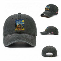 Punch Monkey Starry Night Viral Trend Washed Cotton Baseball Cap