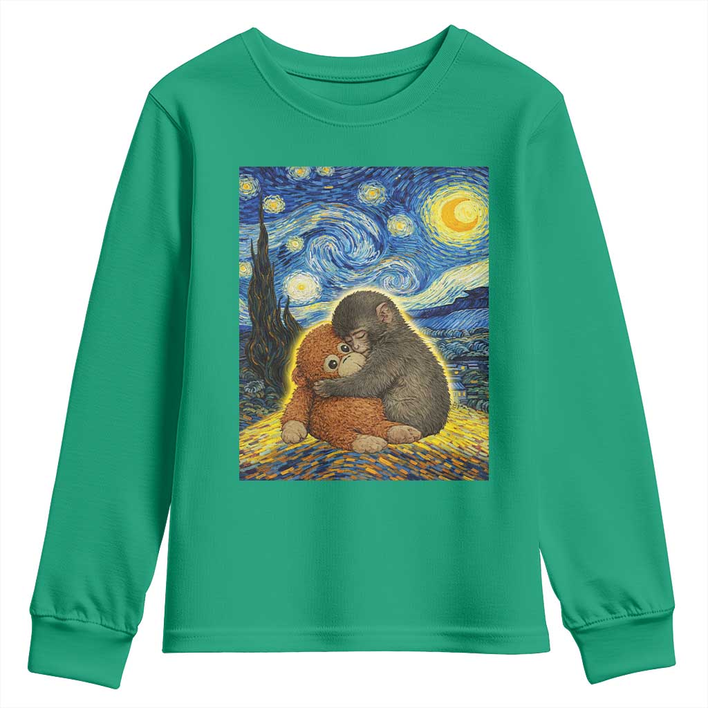 Punch Monkey Starry Night Viral Trend Youth Sweatshirt