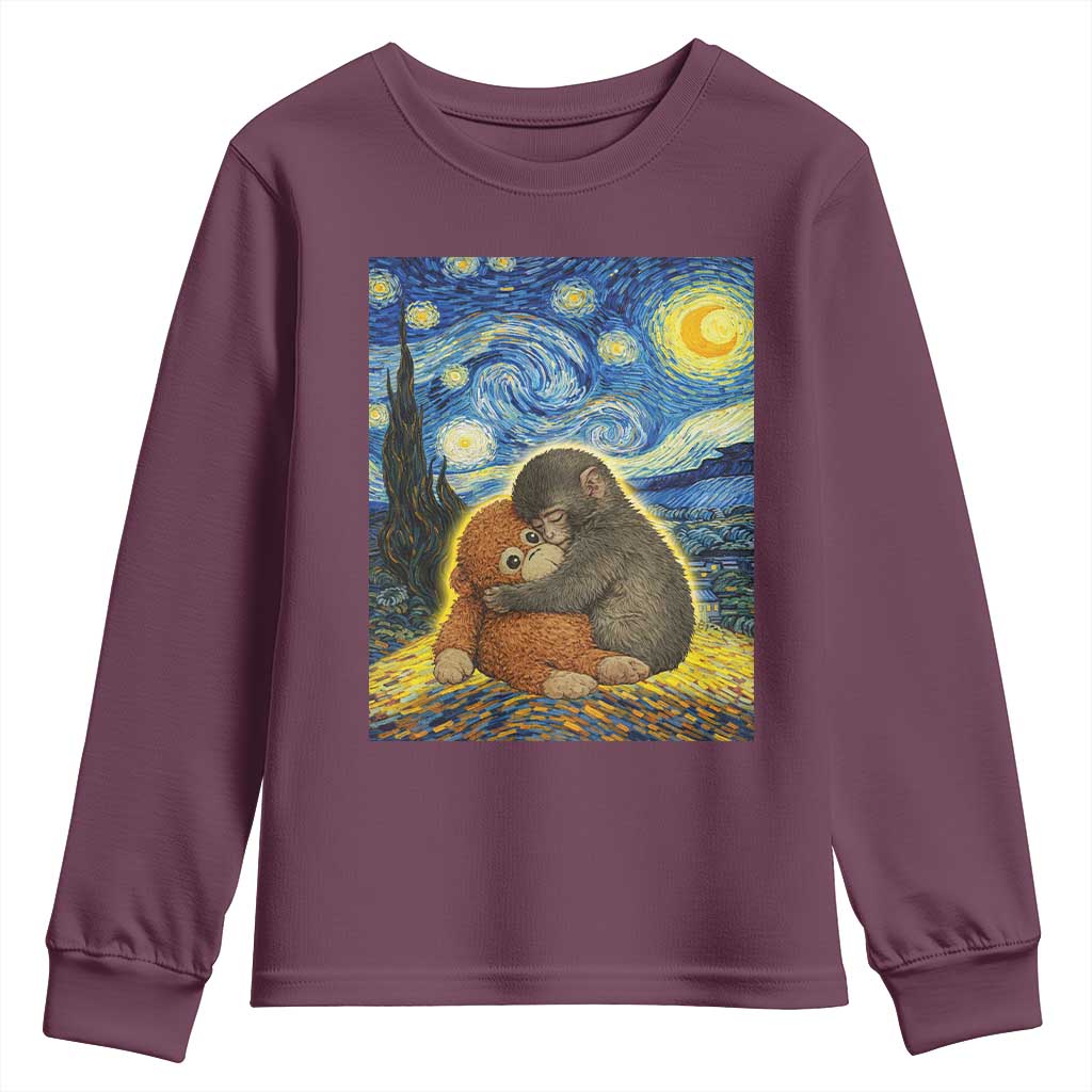 Punch Monkey Starry Night Viral Trend Youth Sweatshirt