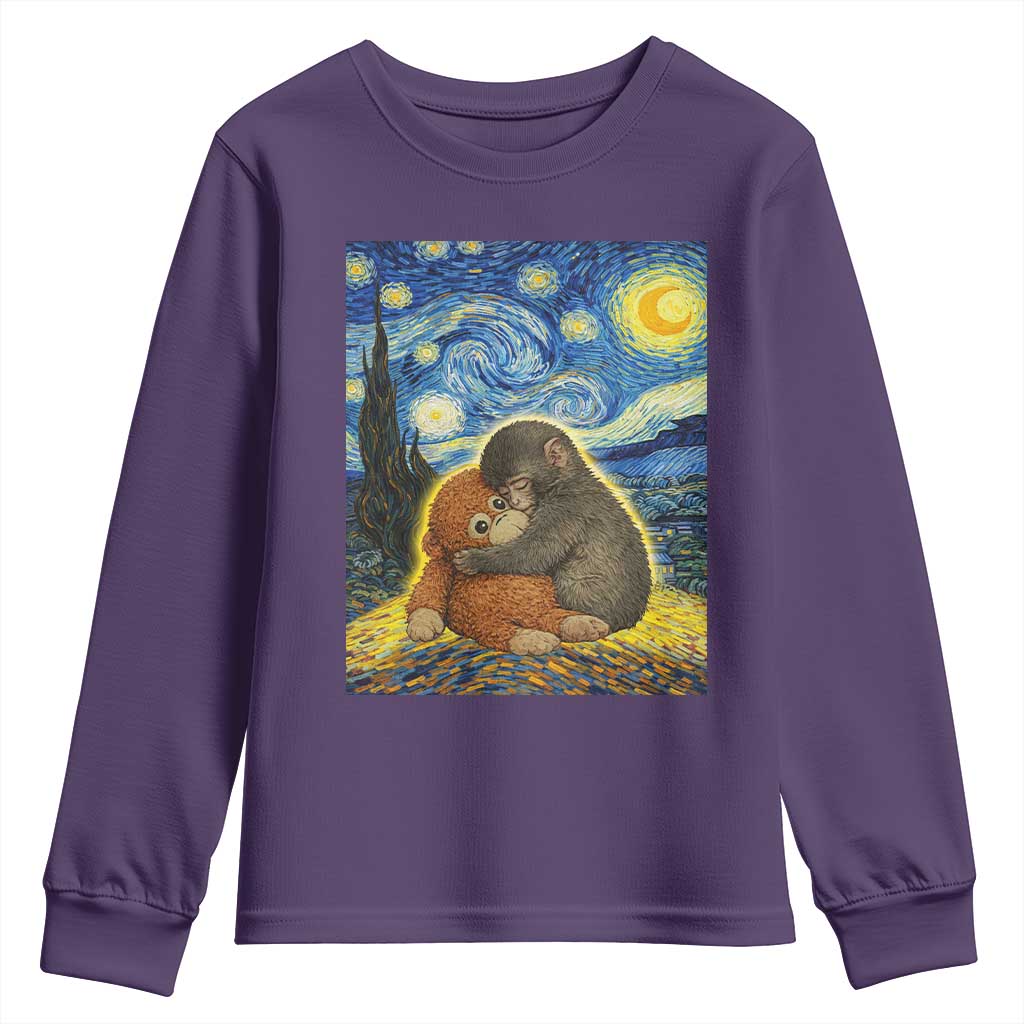 Punch Monkey Starry Night Viral Trend Youth Sweatshirt