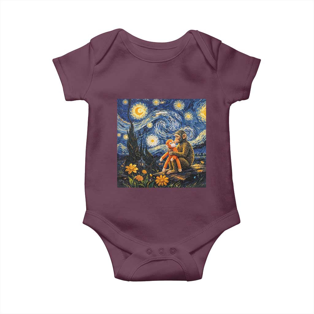 Baby Monkey Punch Starry Night Viral Trend Baby Onesie