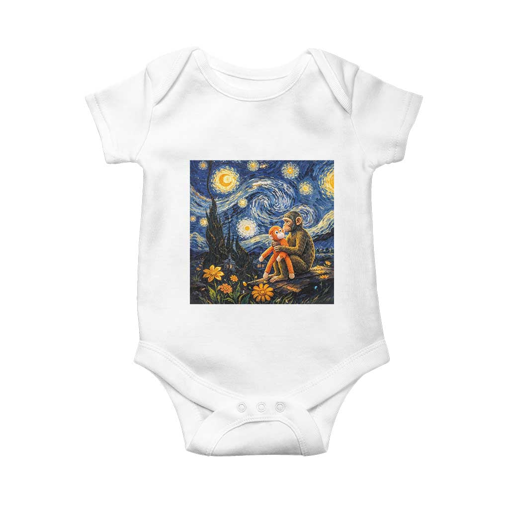 Baby Monkey Punch Starry Night Viral Trend Baby Onesie
