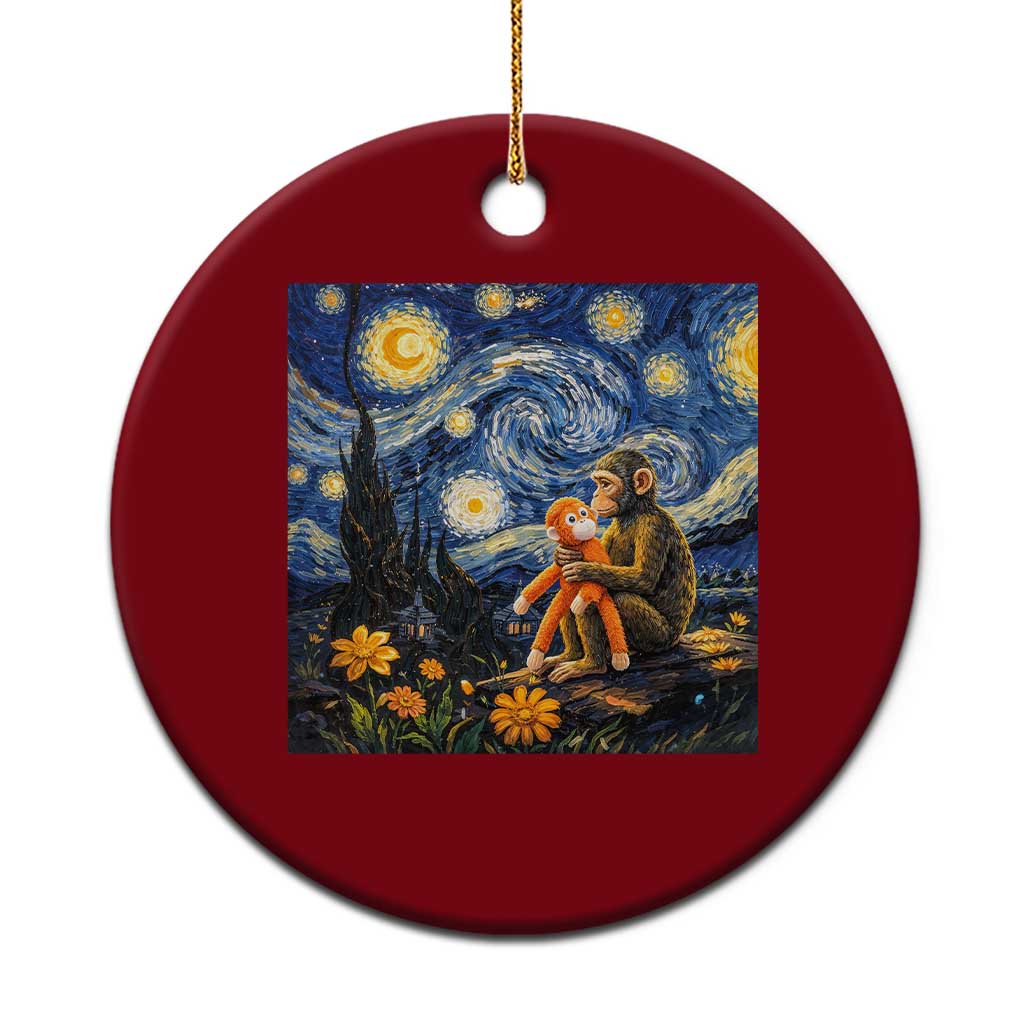 Baby Monkey Punch Starry Night Viral Trend Ceramic Ornament