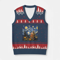 Baby Monkey Punch Starry Night Viral Trend V-Neck Knit Sweater Vest
