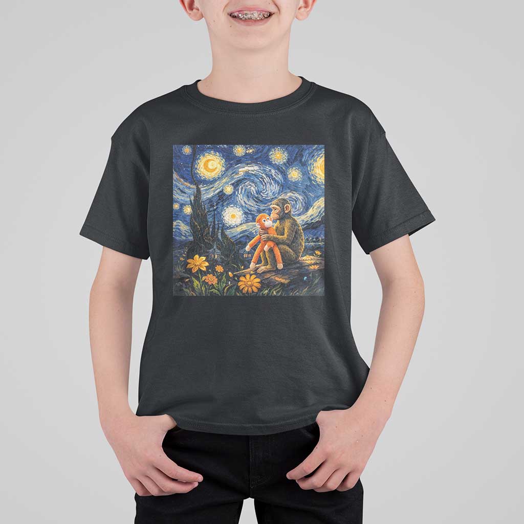 Baby Monkey Punch Starry Night Viral Trend T Shirt For Kid